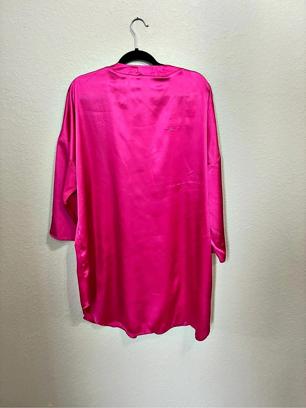 EKOUER Satin Button Down Top in Pink XXL